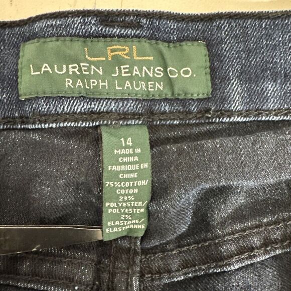 Lauren Ralph Lauren Jeans Womens 14 Stretch Tapered Preppy Ankle Zip Dark Denim - Picture 9 of 11